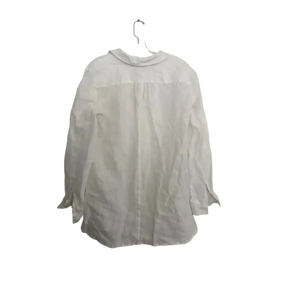 Soft Surroundings White Roll Tie Linen Tunic Top Size Medium - Picture 2 of 5